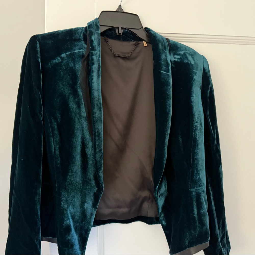 Elie Tahari Deep Teal Velvet Blazer